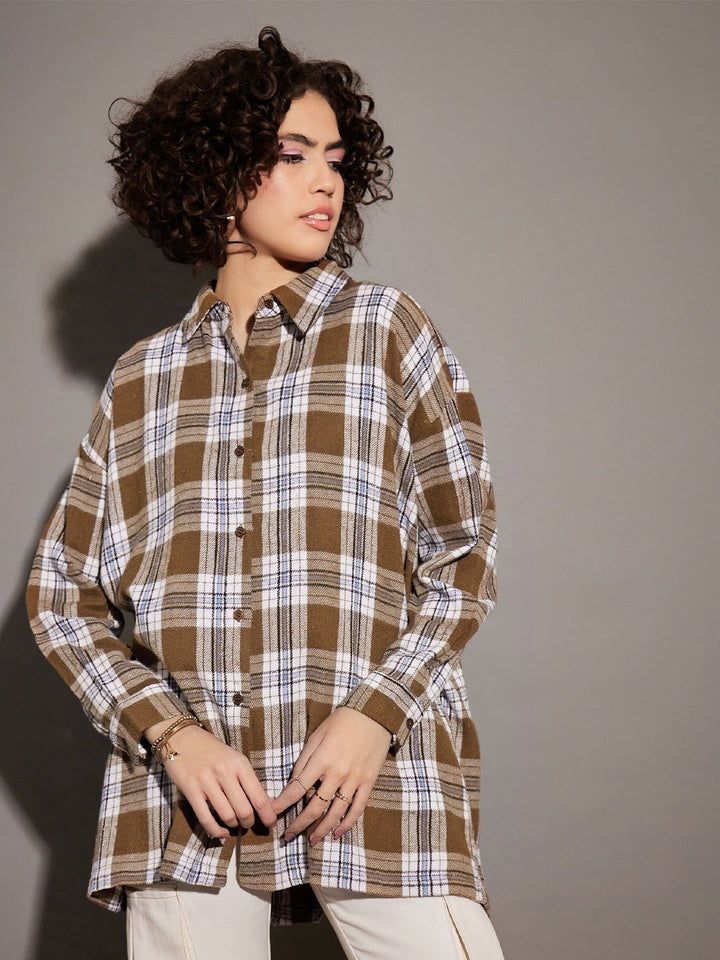 SASSAFRAS Tartan Checked Oversized Pure Cotton Casual Shirt