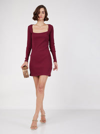 SASSAFRAS Square Neck Sheath Mini Dress