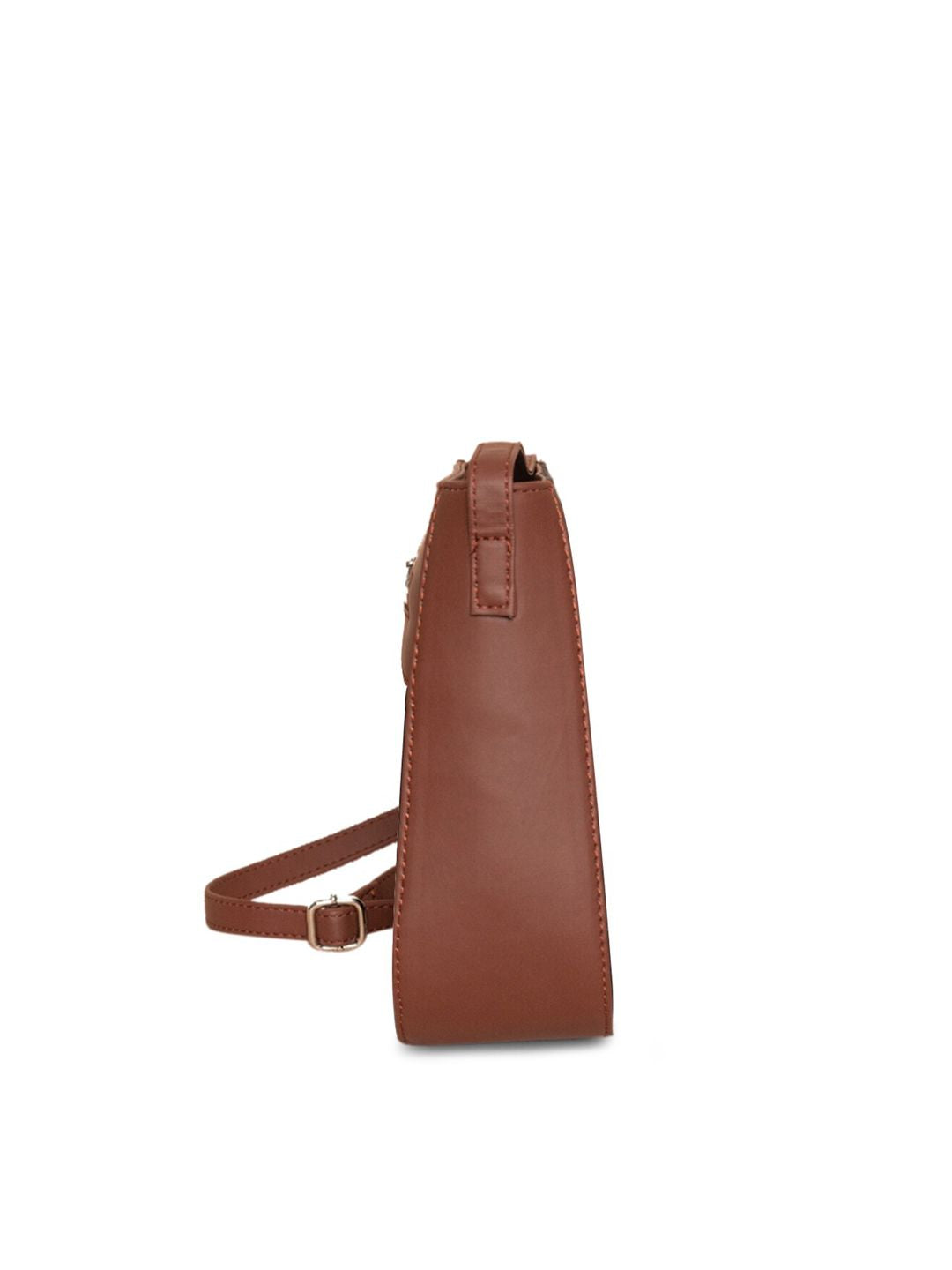 ZOUK Peach-Coloured Floral Printed Structured Sling Bag