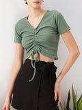 DressBerry Ruched Revival Knitted Fitted Crop Top