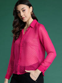DressBerry Dobby Sheer Casual Shirt