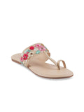 Metro Women Beige One Toe Flats