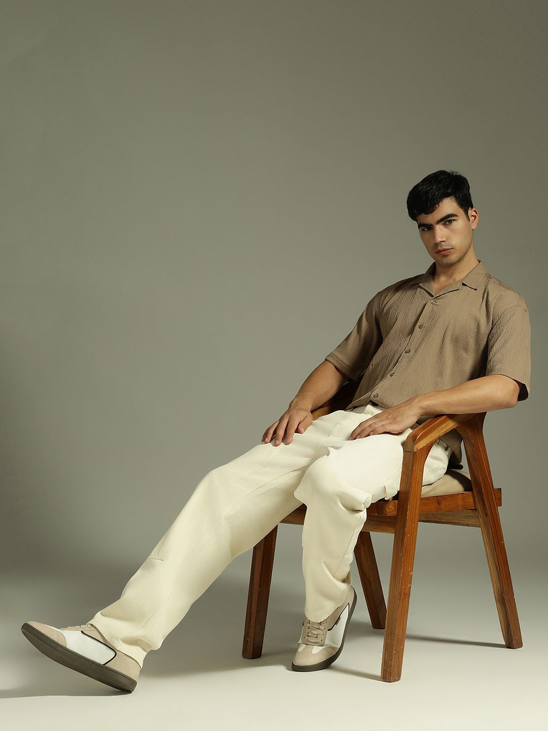 DENNISON Men Self Design Oversized Casual Shirt