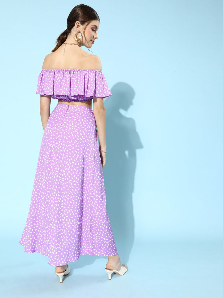 Berrylush Women Charming Purple Polka Dots Co-ords Dress