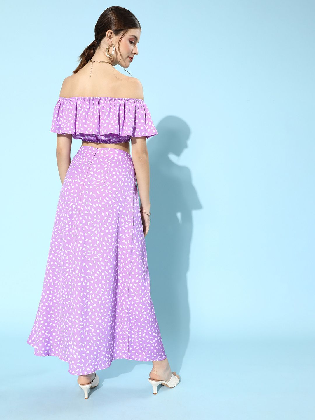 Berrylush Women Charming Purple Polka Dots Co-ords Dress