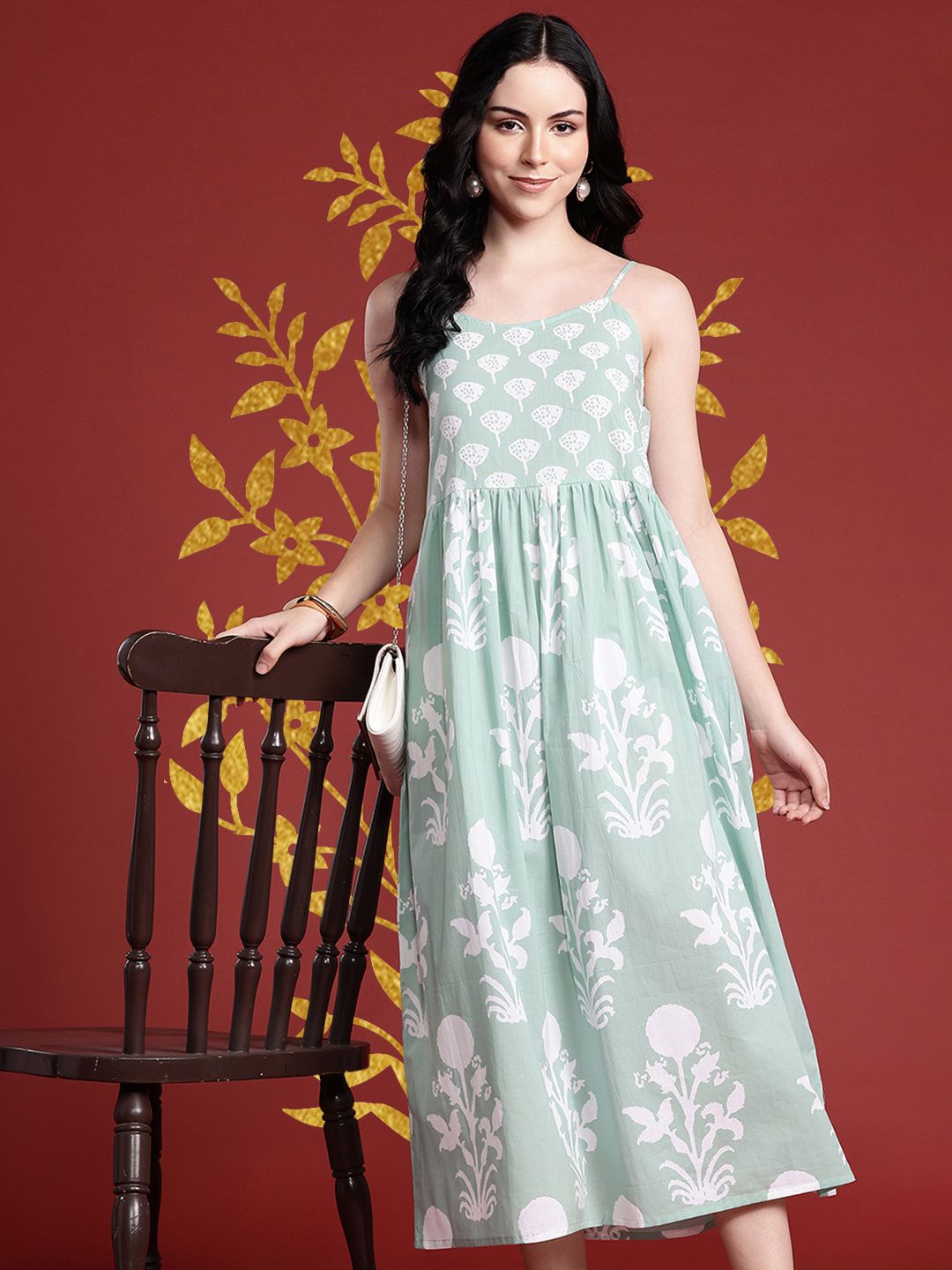 Anouk Floral Printed A-Line Ethnic Dress