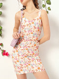 DressBerry Romantic Ruched Playful Floral Frenzy Mini Dress