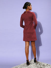 Athena Maroon A-Line Dress