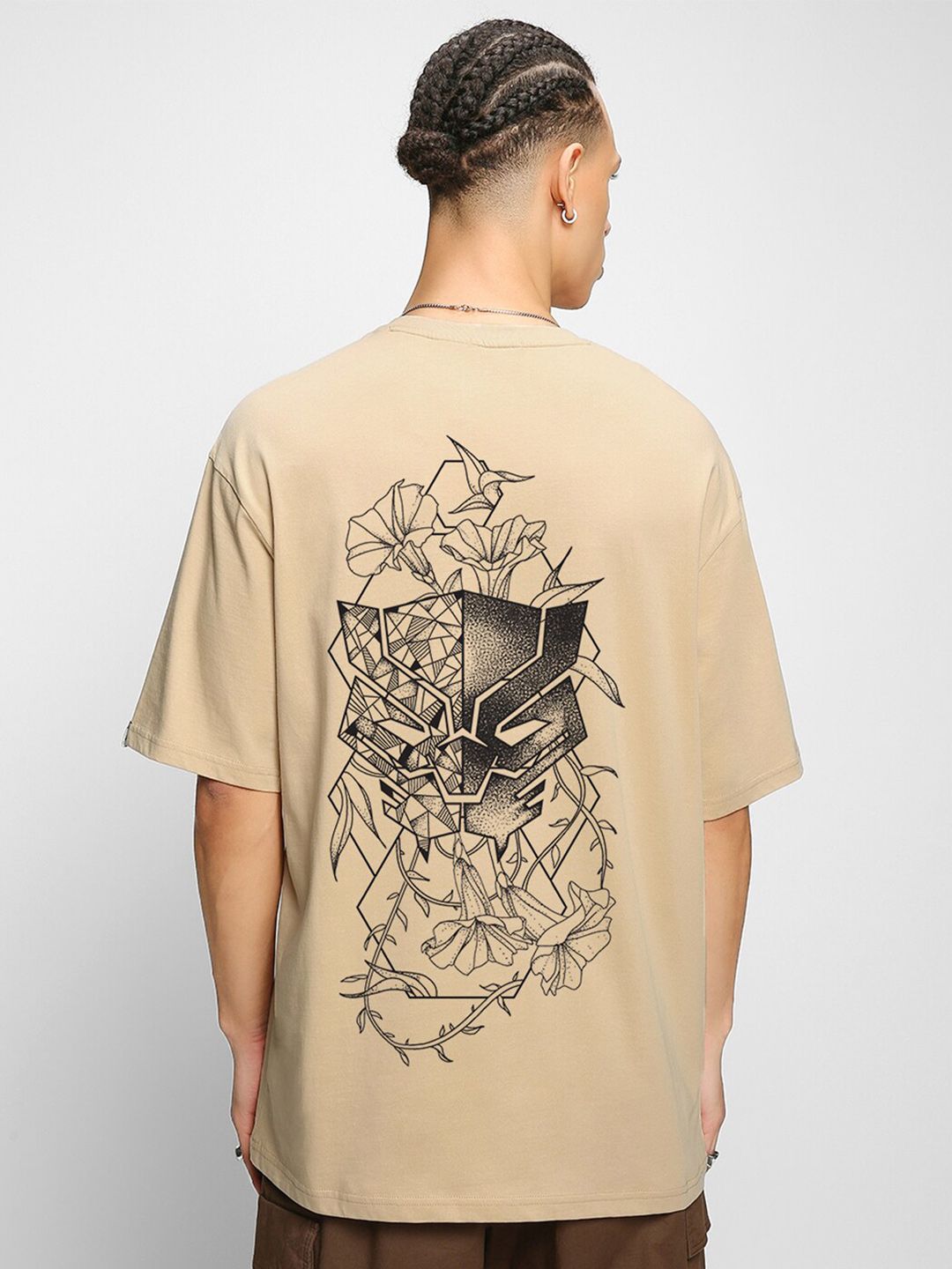 Bewakoof Warrior King Printed Drop-Shoulder Sleeves Oversized Cotton T-shirt