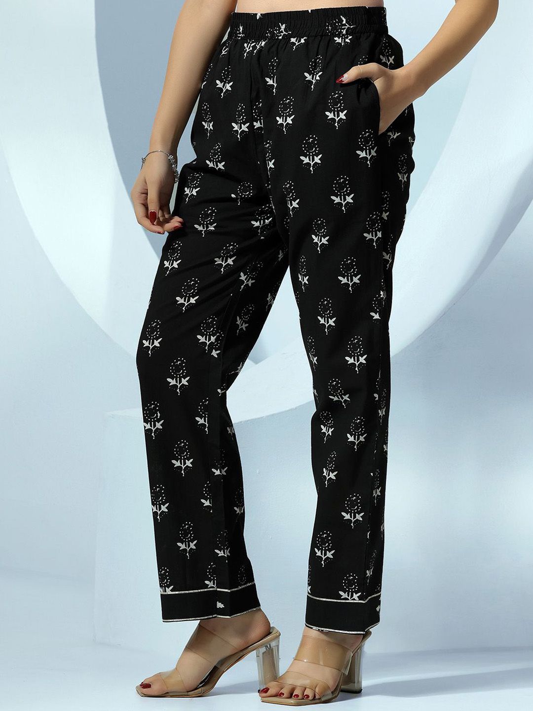 Libas Women Floral Printed Pure Cotton Kurta with Palazzos