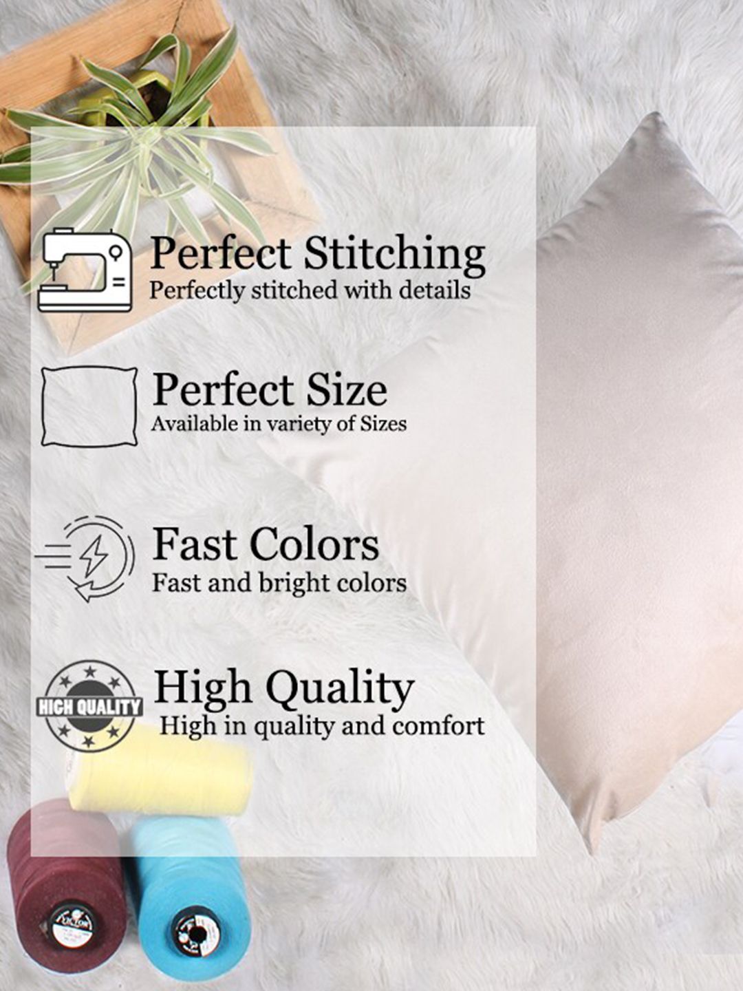 STITCHNEST Beige 5 Pieces Velvet Square Cushion Covers