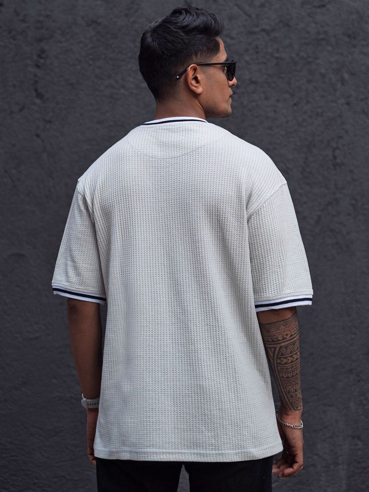 Powerlook Men Pockets Round Neck Solid Oversized T-shirt