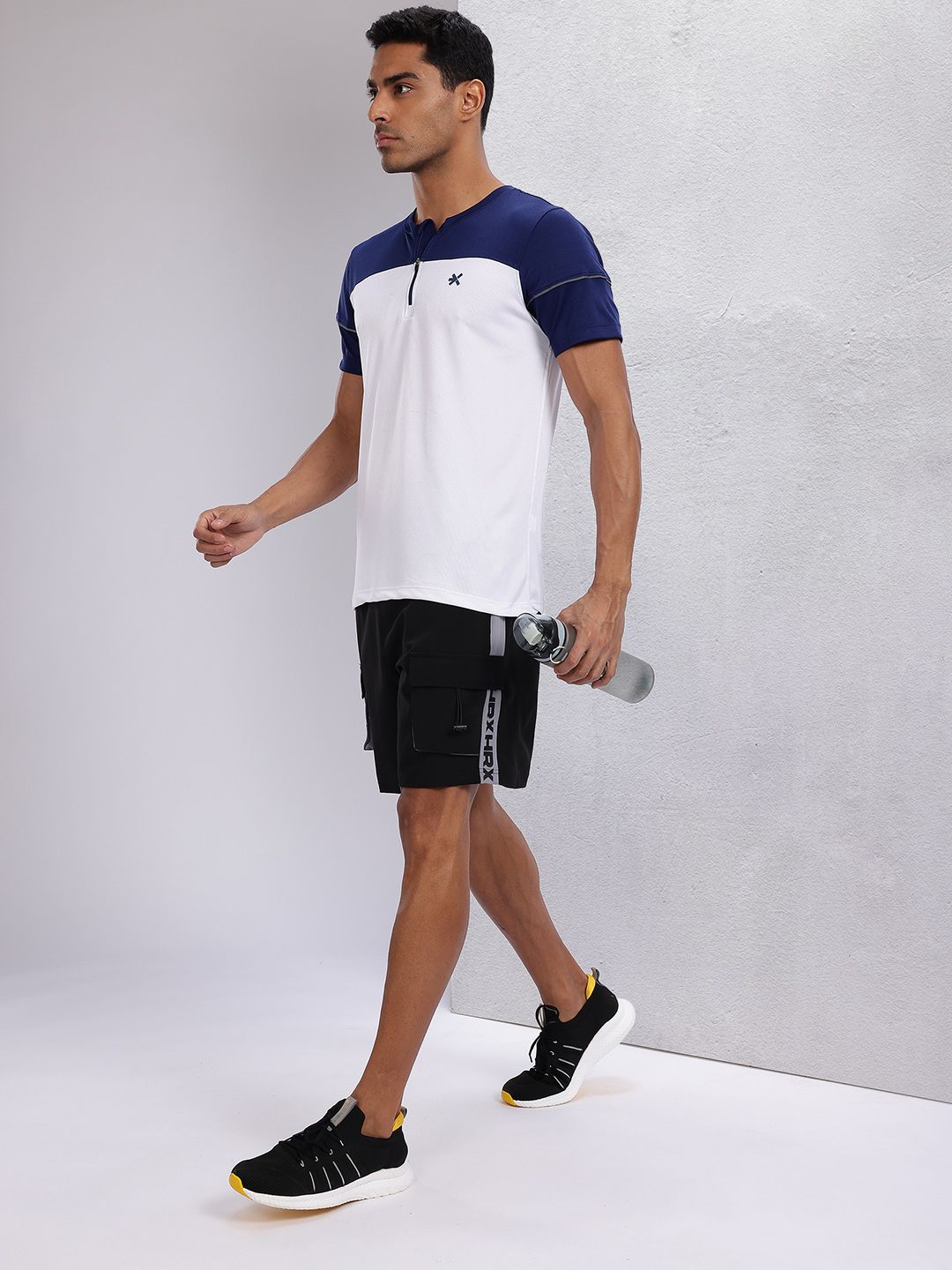 HRX by Hrithik Roshan Rapid-Dry Colourblocked Henley Neck Running T-shirt