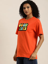 DILLINGER Typography Embroidered Oversize Pure Cotton Longline T-shirt