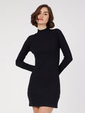 SASSAFRAS High Neck Mini Sheath Sweater Dress