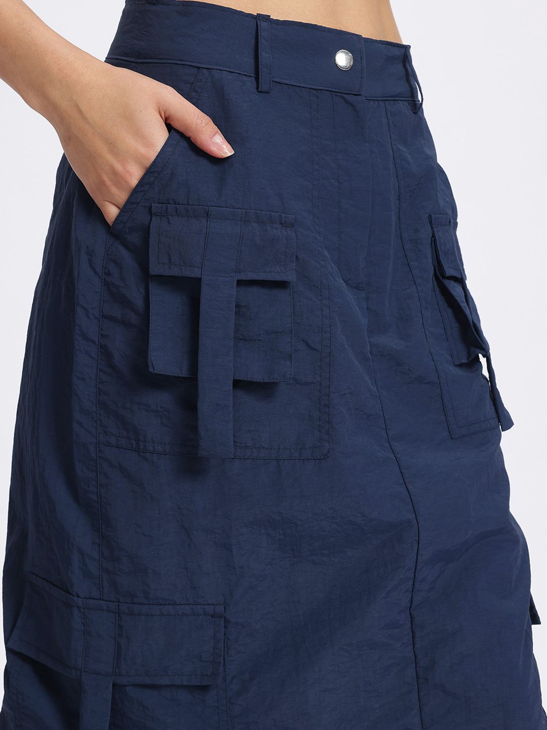 DressBerry Utility Chic Cargo-Style Midi Skirt