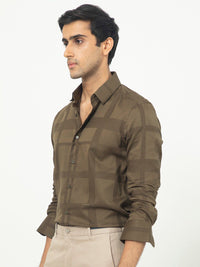 RARE RABBIT Men Boxlines Windowpane Checked Slim Fit Cotton Shirt