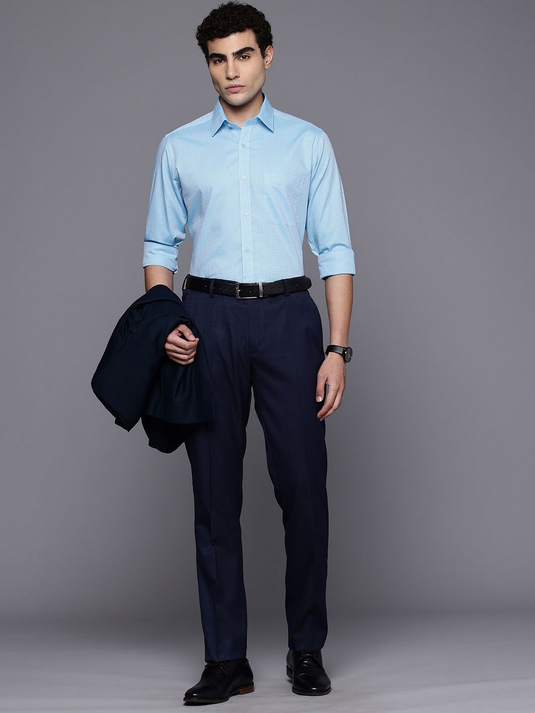 Raymond Slim Fit Textured Pure Cotton Formal Shirt
