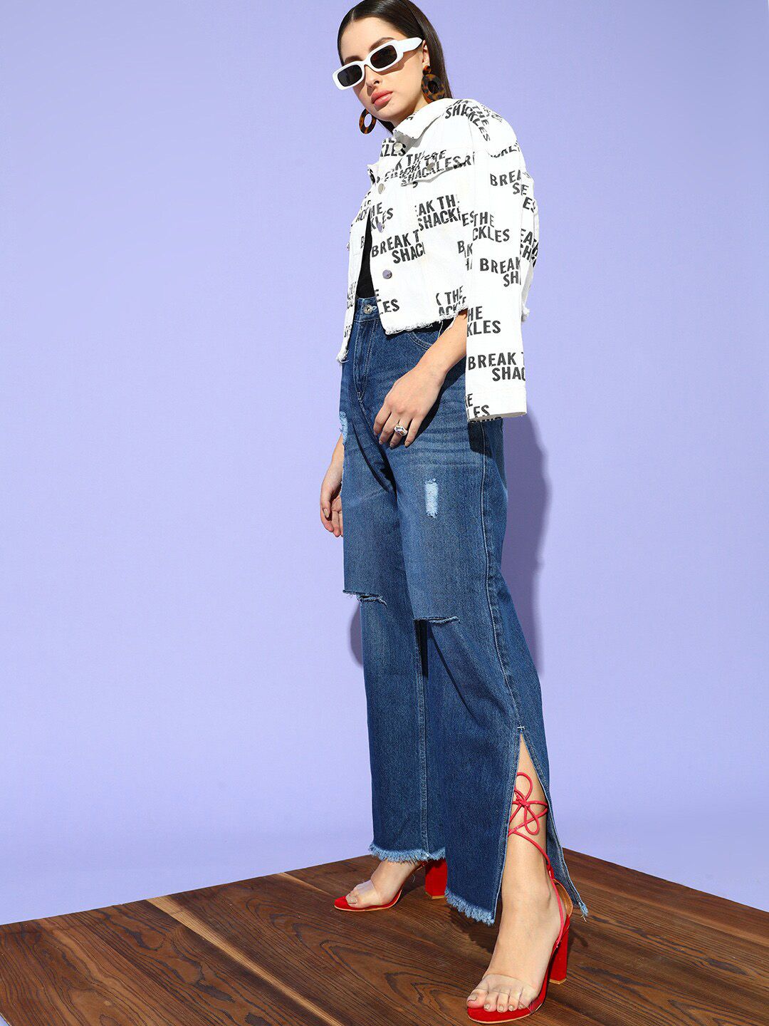 STREET 9 Women Blue Flared High-Rise Low Distress Light Fade Jeans