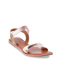 Mochi Women Rose Gold-Toned Open Toe Flats