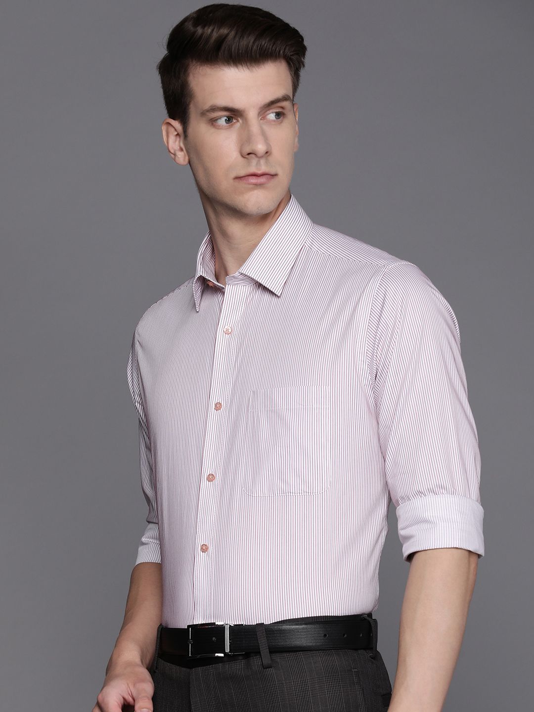 Raymond Men Pure Cotton Slim Fit Striped Formal Shirt