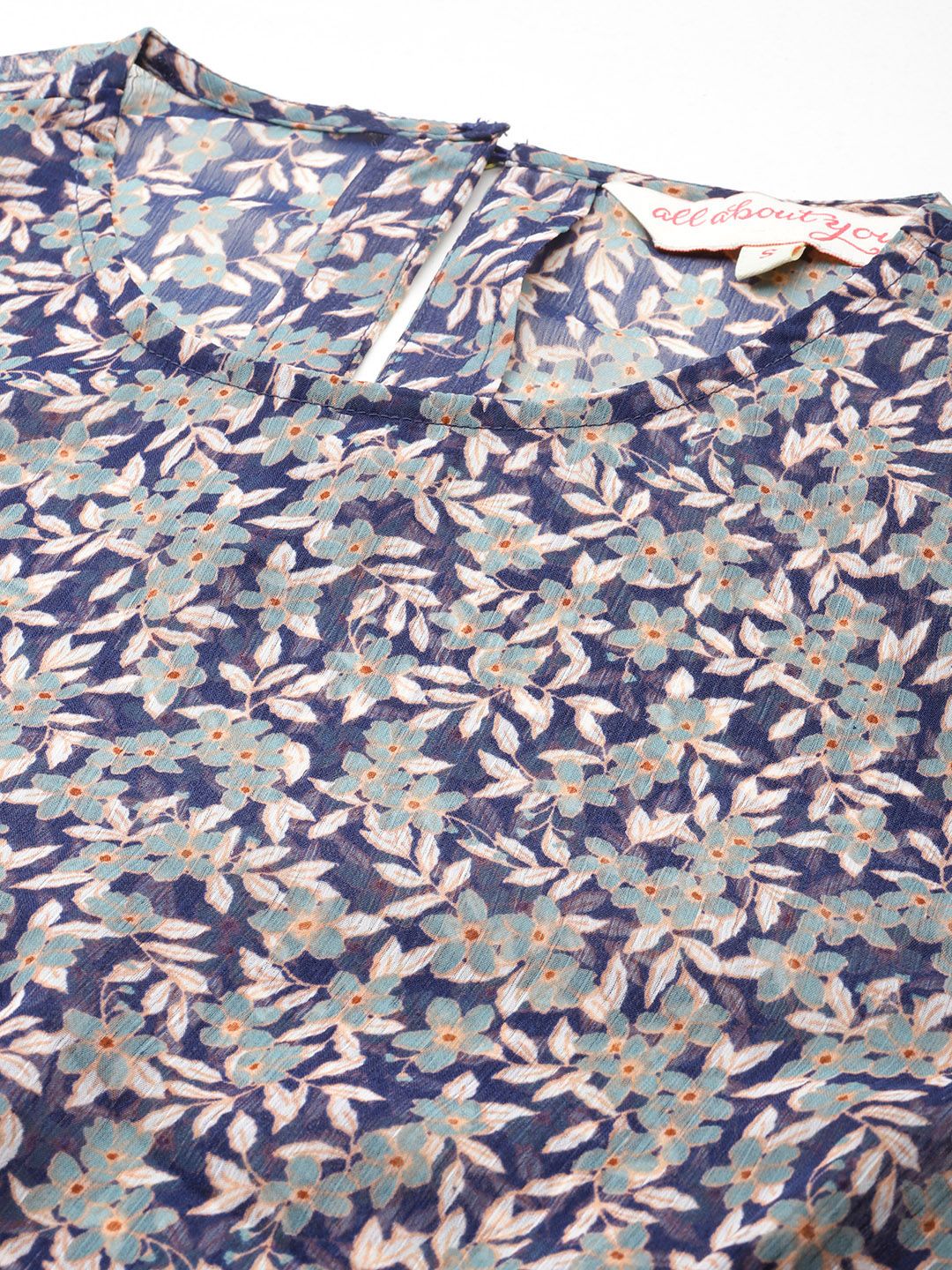 all about you Floral Print Sheer Cinched Waist Top