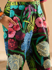 Indo Era Women Floral Printed Regular Pure Cotton Kurta with Trousers