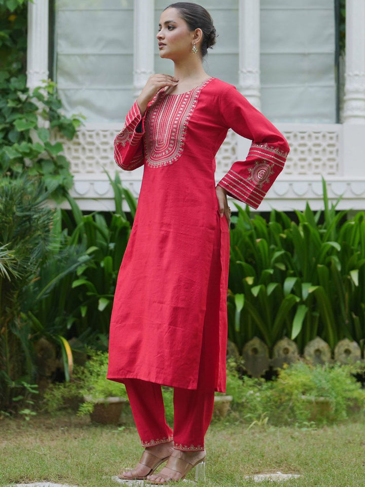 Indo Era Women Ethnic Motifs Embroidered Regular Sequinned Kurta with Trousers