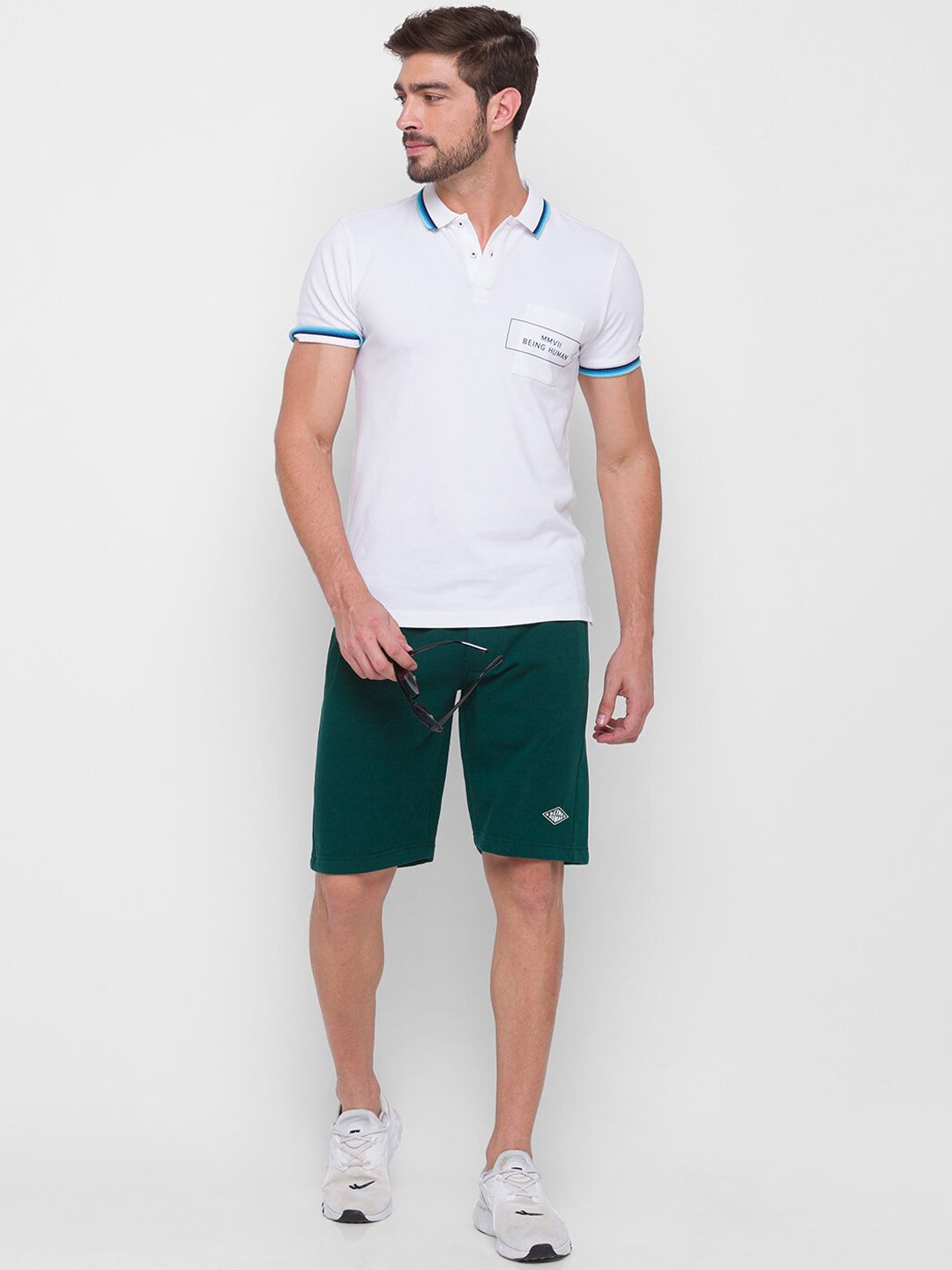 Being Human Men Teal Solid Regular Fit Sports Shorts