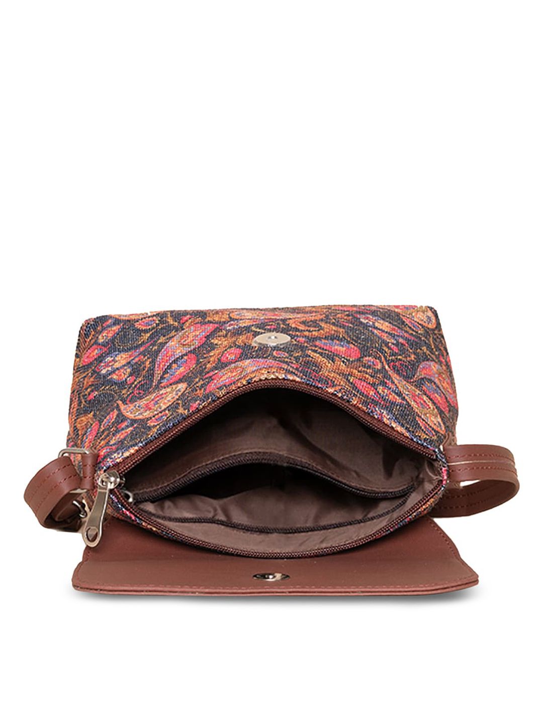 ZOUK Ethnic Motifs Printed Structured Sling Bag