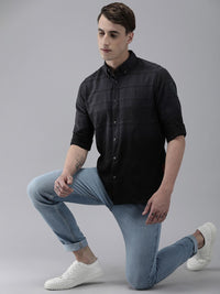 THE BEAR HOUSE Ardor Edition Men Navy Blue Cotton Slim Fit Windowpane Checked Casual Shirt