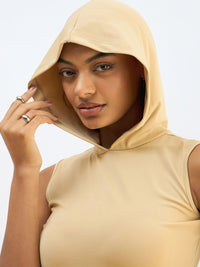 SASSAFRAS BASICS Bodycon Hooded Midi Dress