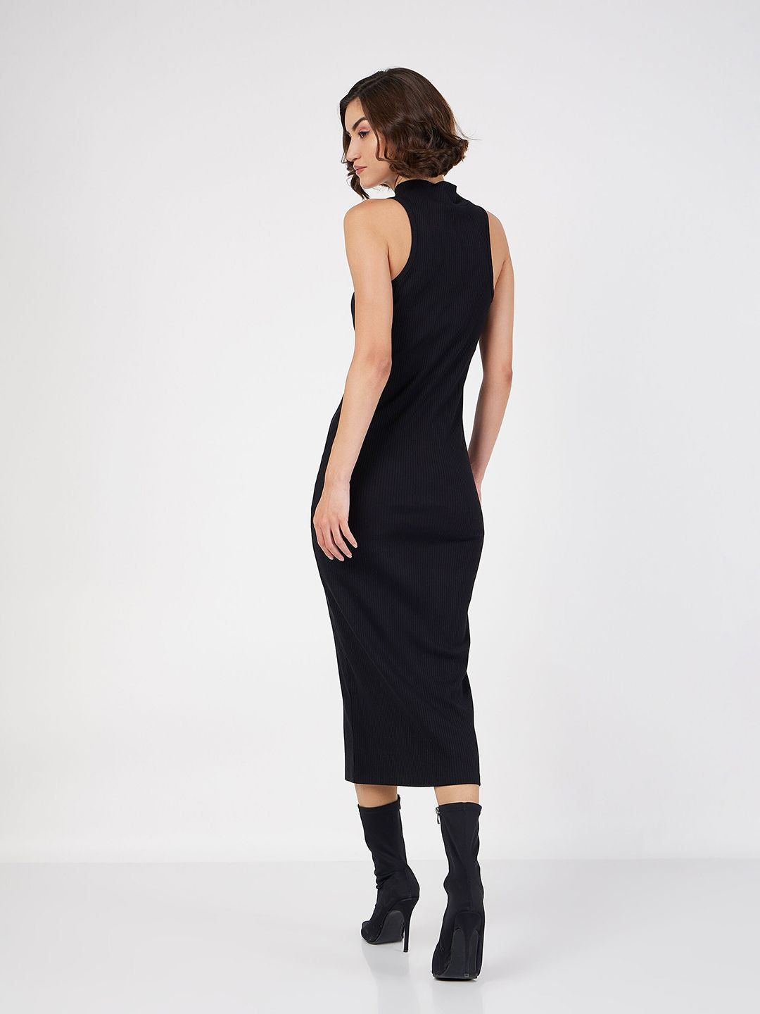 SASSAFRAS High Neck Sleeveless Midi Sheath Dress