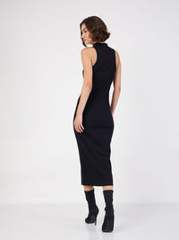 SASSAFRAS High Neck Sleeveless Midi Sheath Dress