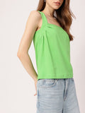 DressBerry Bring On The Green Pleated Sleeveless Top