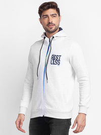 SPYKAR Typography Printed Hooded Front-Open Sweatshirt