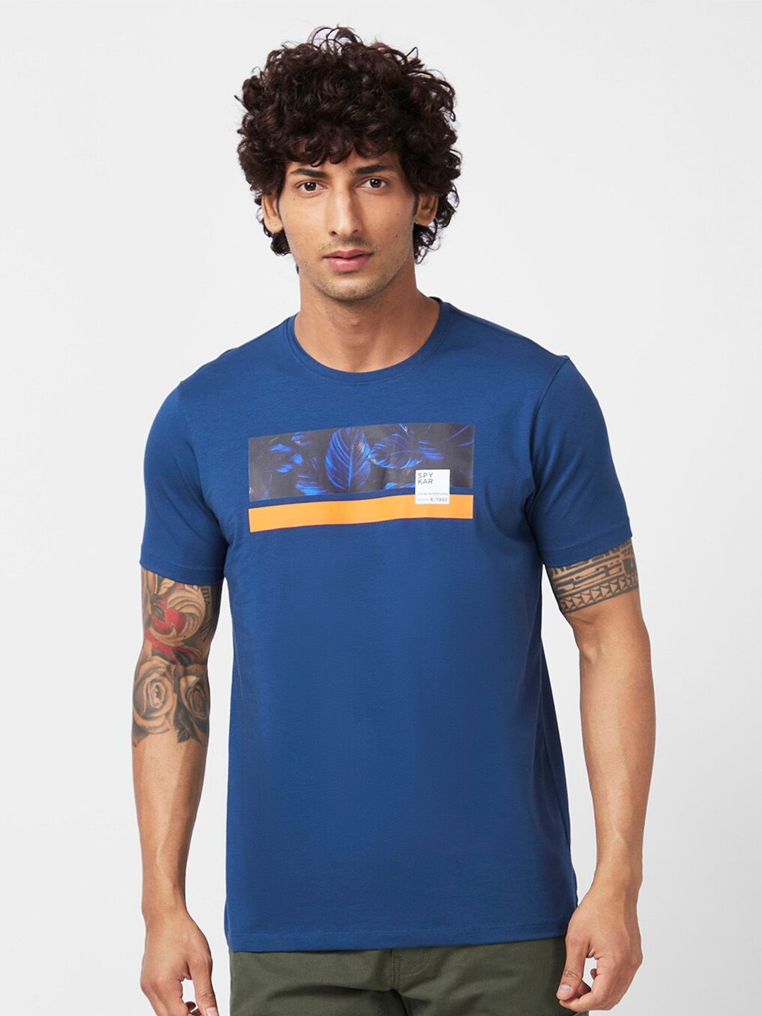 SPYKAR Graphic Printed Slim Fit Cotton T-shirt