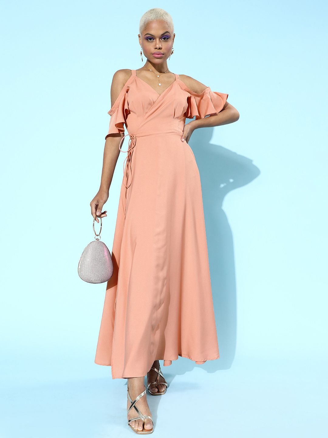 Berrylush Women Pretty Pink Solid Sweetheart Neck Dress