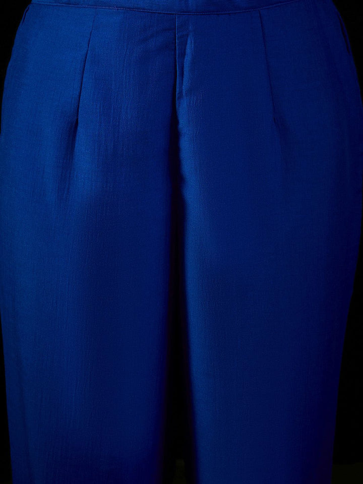 Indo Era V Neck Floral Yoke Design Zardozi Straight Kurta with Trouser & Dupatta