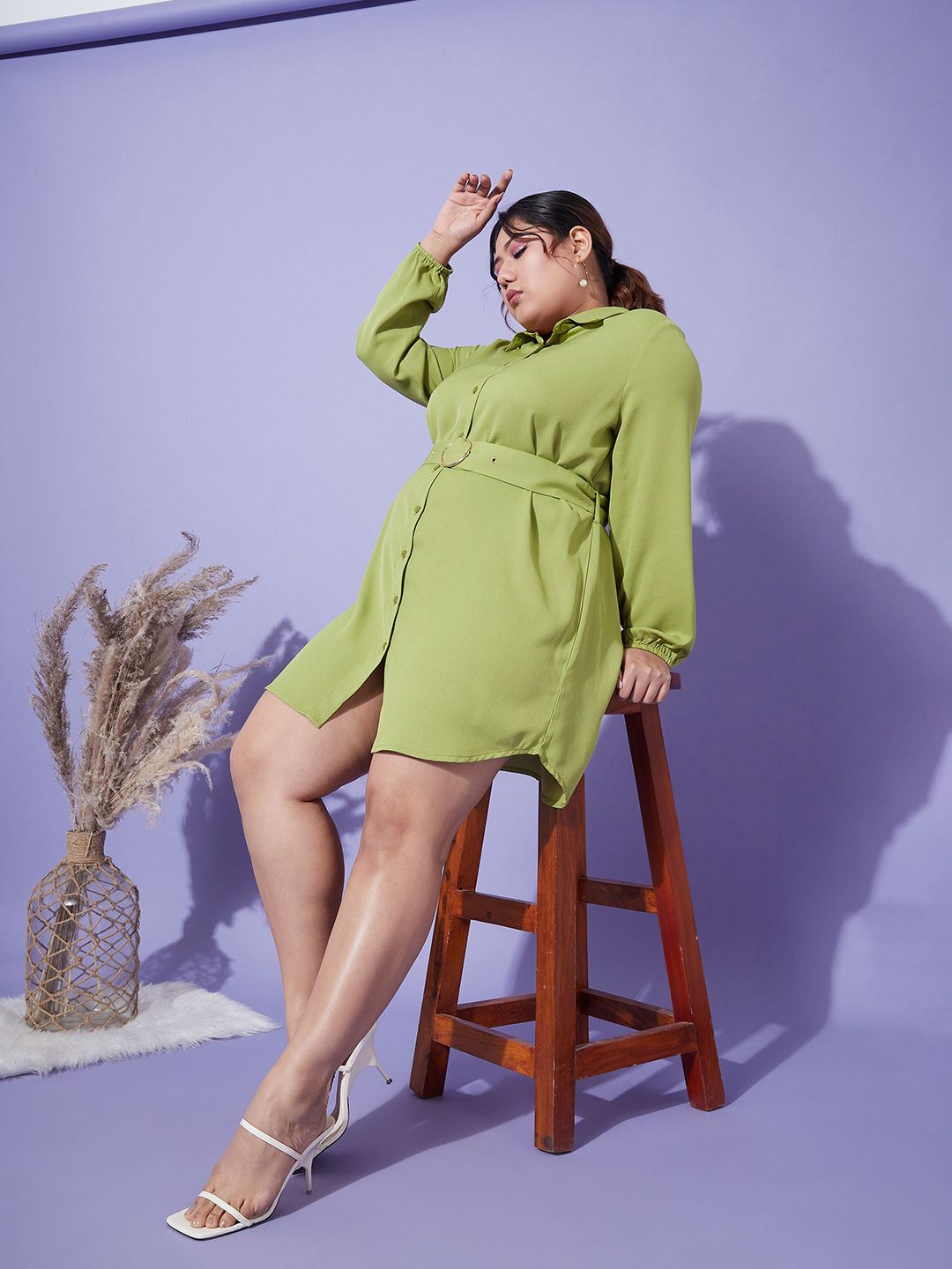 SASSAFRAS Curve Crepe Shirt Dress
