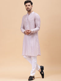 See Designs Woven Design Mandarin Collar Kurta with Pyjamas