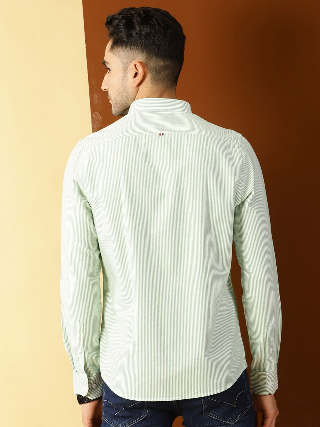 Thomas Scott Men Green Smart Slim Fit Opaque Casual Shirt