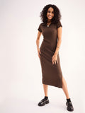 SASSAFRAS BASICS Shirt Collar Cotton Midi Dress