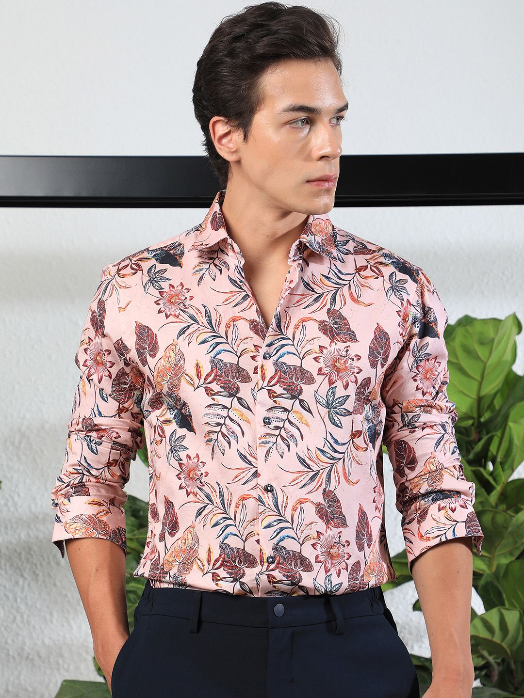 RARE RABBIT Men Misons Slim Fit Floral Printed Cotton Shirt