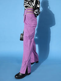 STREET 9 Women Charming Lavender Solid High-Rise Trousers