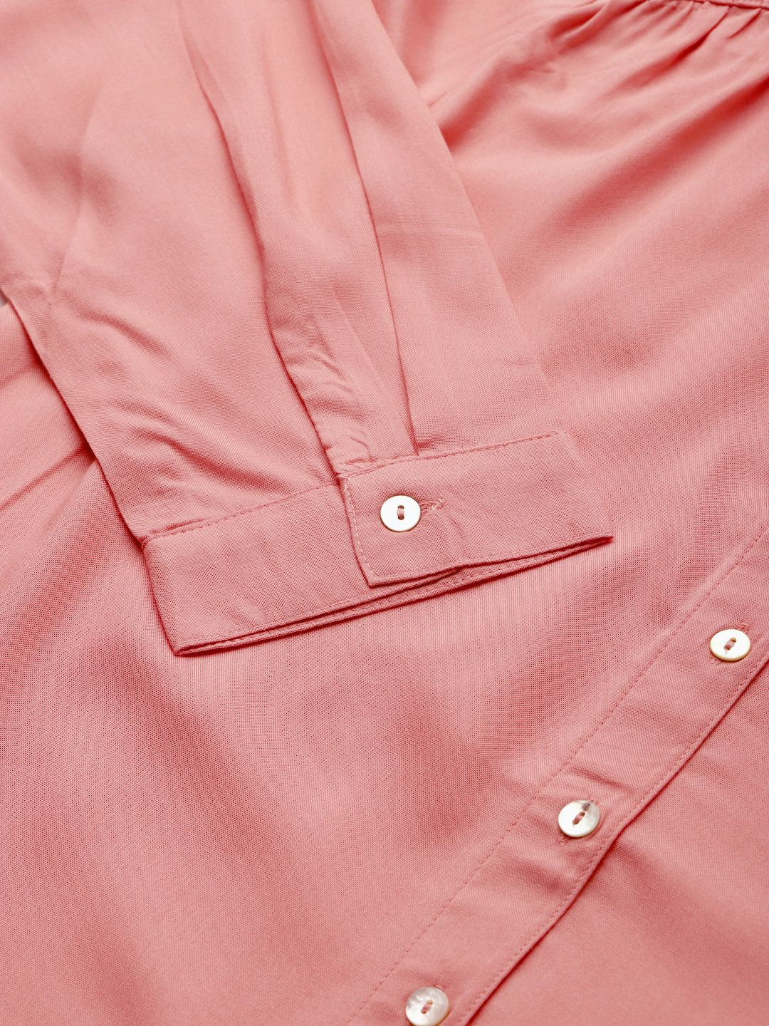 Global Desi Eco Vero Women Pink Solid Straight Fusion Kurta