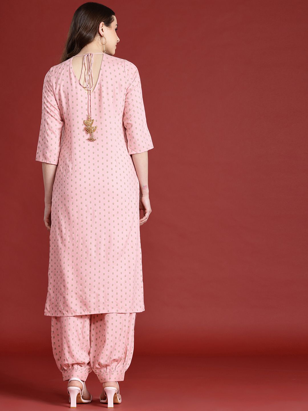 Anouk Floral Print Tie-Up Back Kurta with Salwar