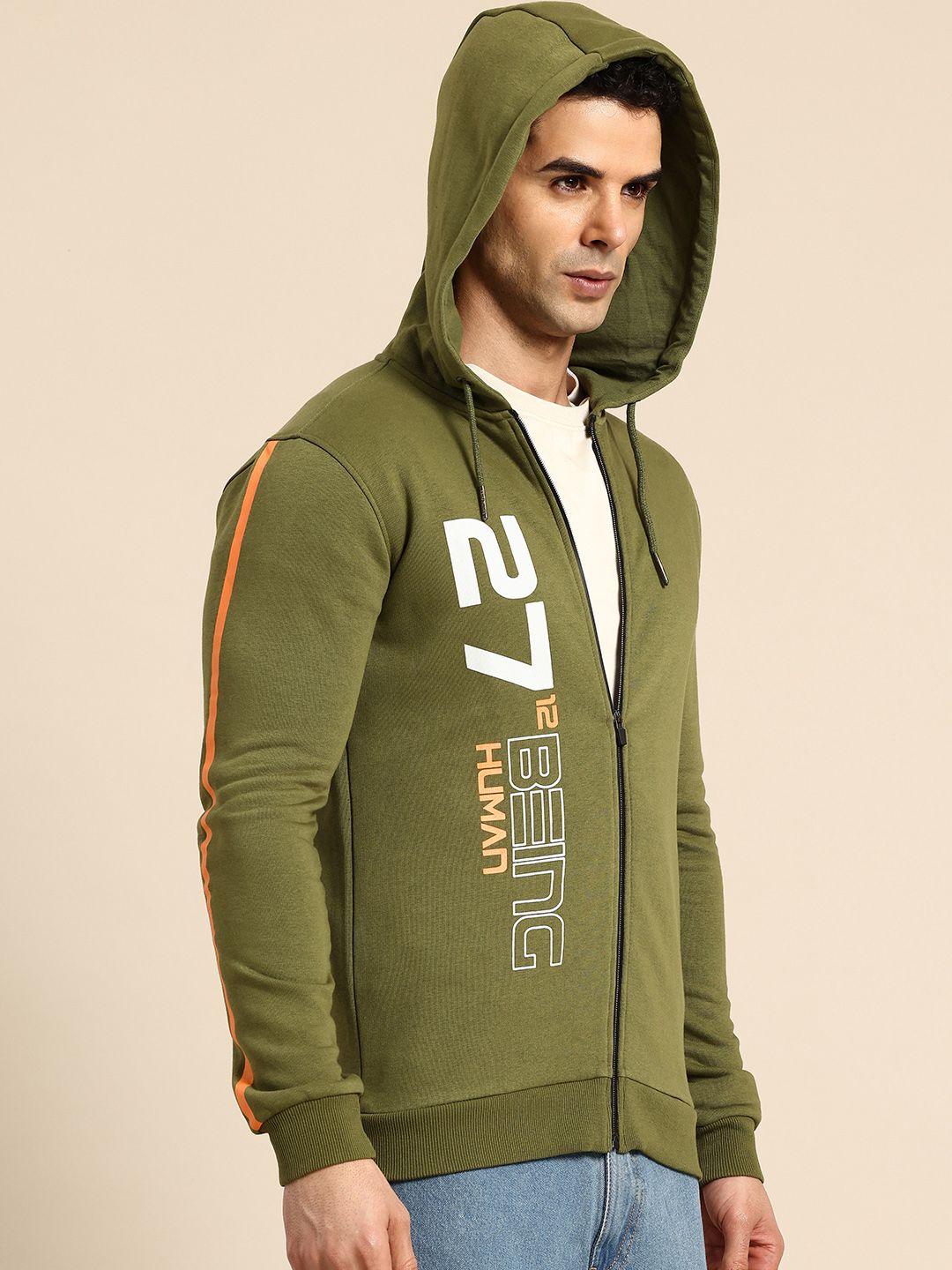 Being Human Brand Logo Printed Hooded Sweatshirt