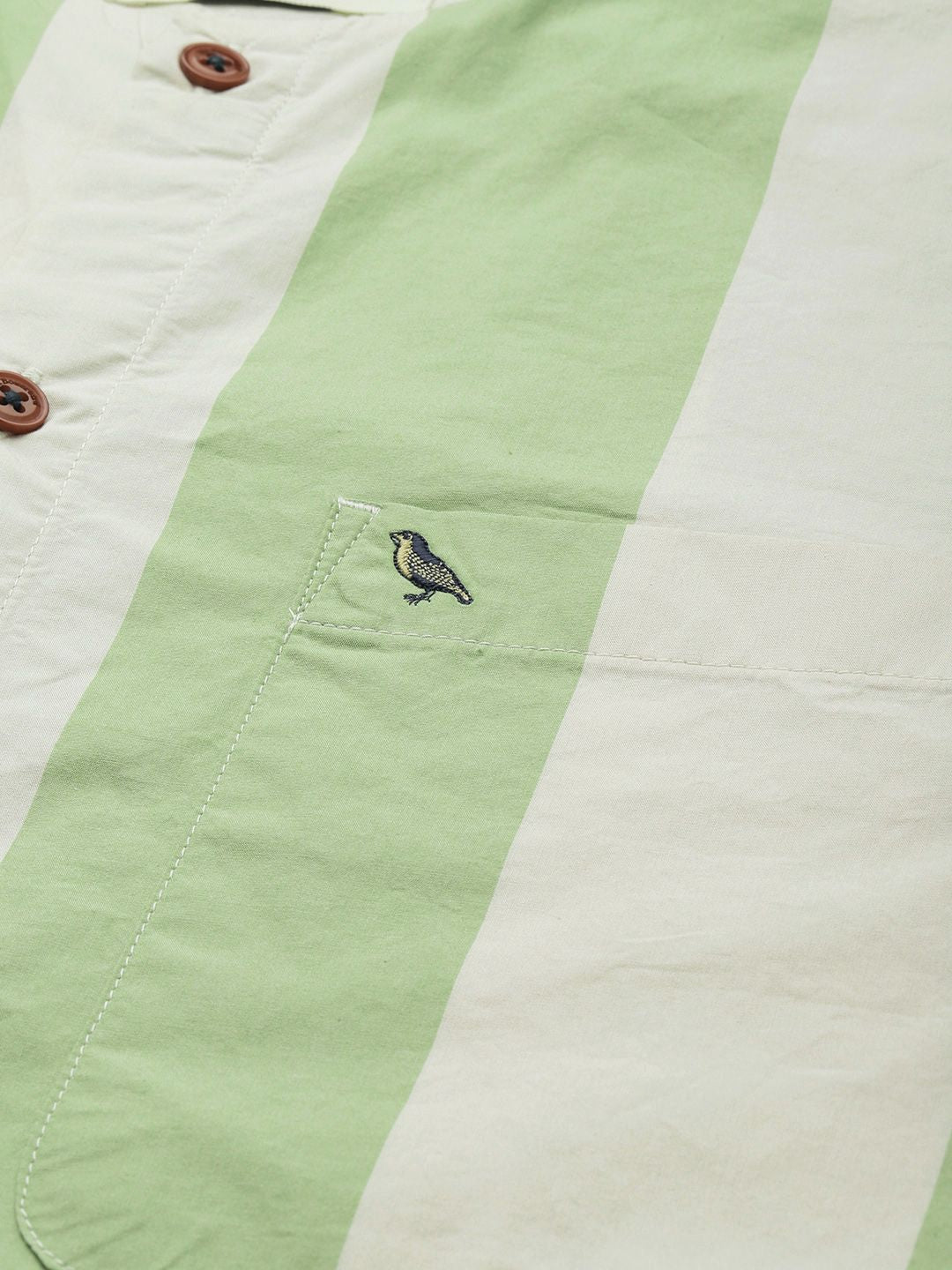 Mr Bowerbird Pure Cotton Collarless Striped Liberal Fit Casual Shirt