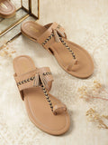 Anouk Women Woven Ethnic One Toe Flats with Tassels